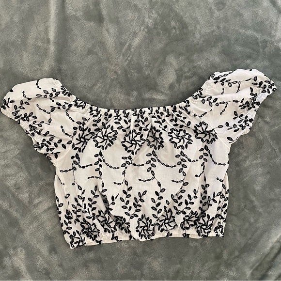 American Eagle Outfitters Embroidered Off the Shoulder Crop Top Size Small - Picture 1 of 8